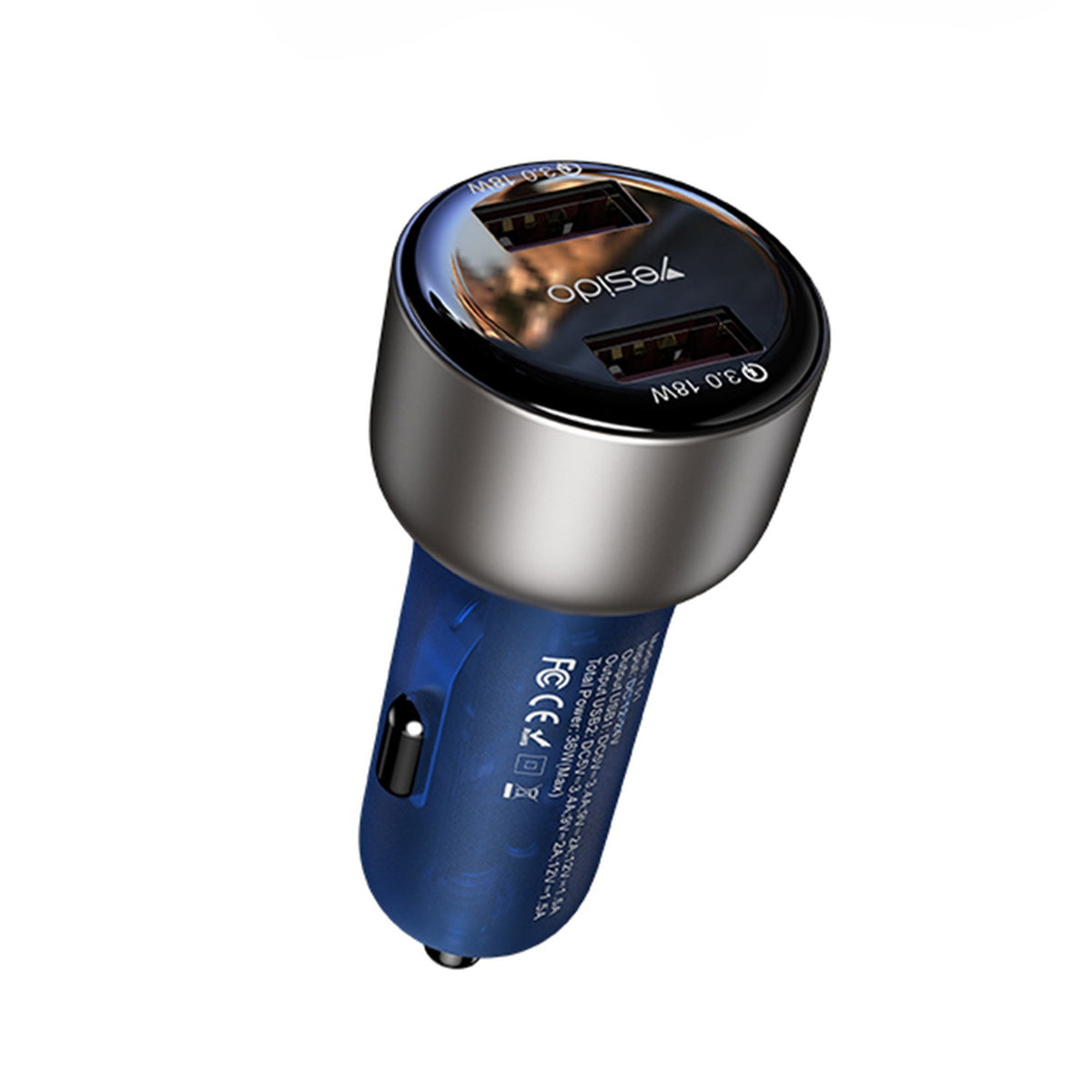 Yesido Y51 36W Dual USB Fast Car Charger, QC 3.0 18W per Port