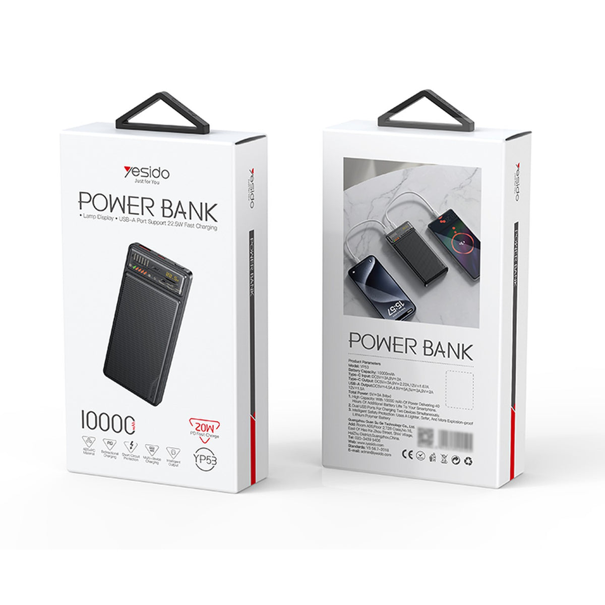 Yesido YP53 10000mAh Power Bank, 22.5W USB-A and 20W USB-C PD Output (2)