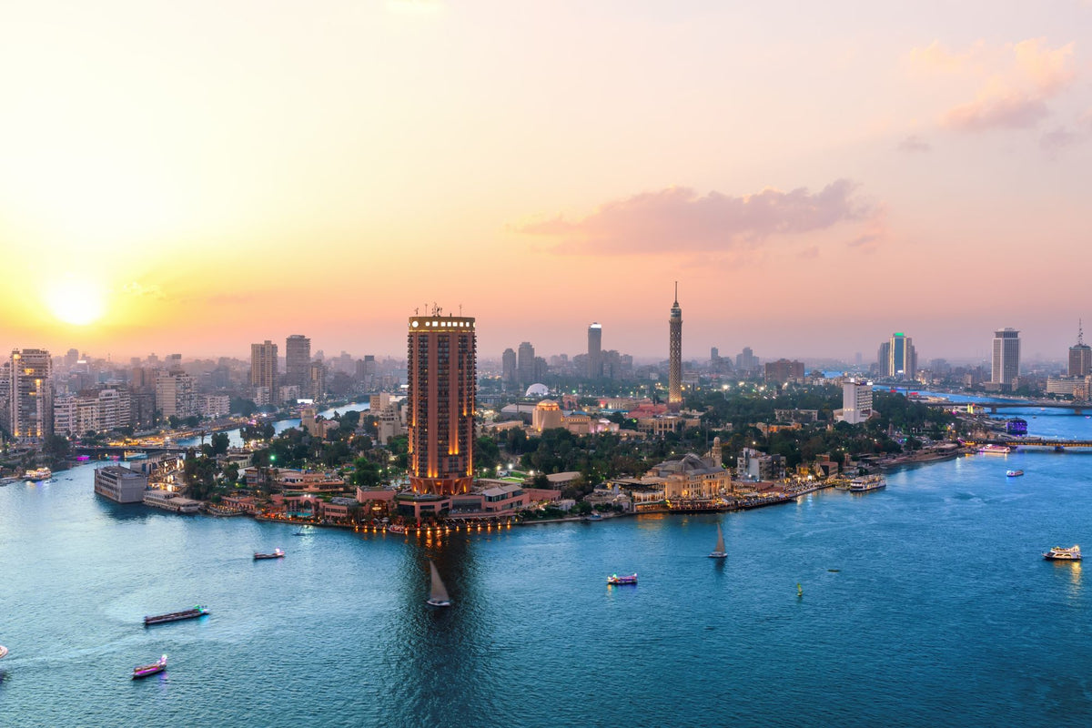 Cairo skyline and the Nile at sunset